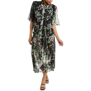 Sabina Musayev Black Floral Midi Dress